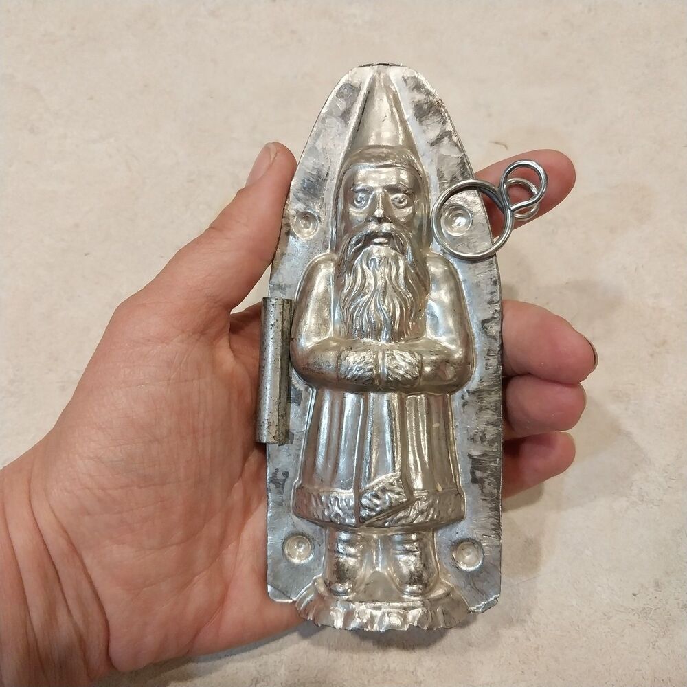 Vintage Antique Father Christmas Santa Folded Hands Chocolate Mold 5 1/2"